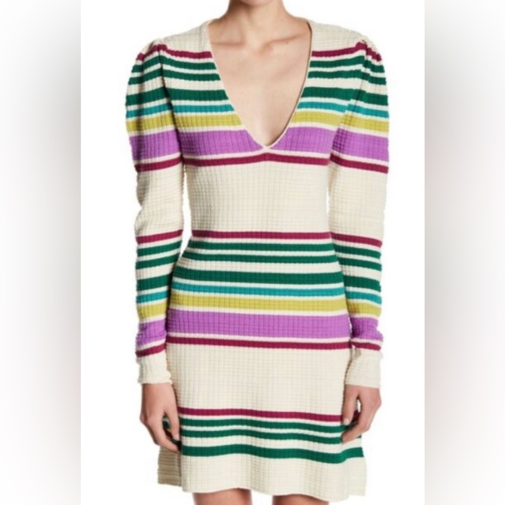 Free People Gidget Striped Ribbed V-Neck Dress Women’s